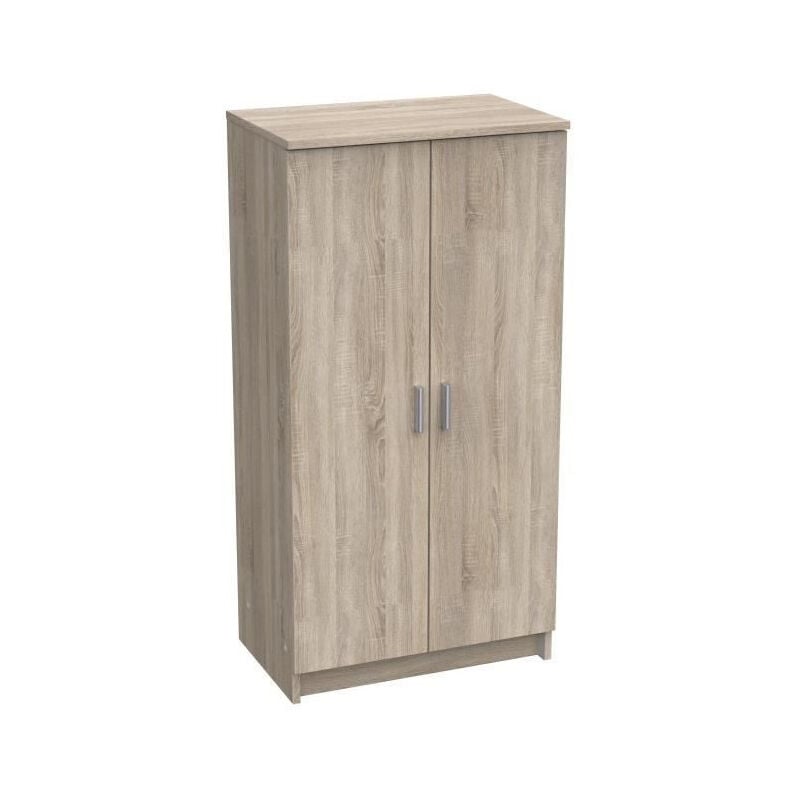 SHoeS Meuble a chaussures style contemporain decor chene brosse et blanc perle - l 54,6 cm