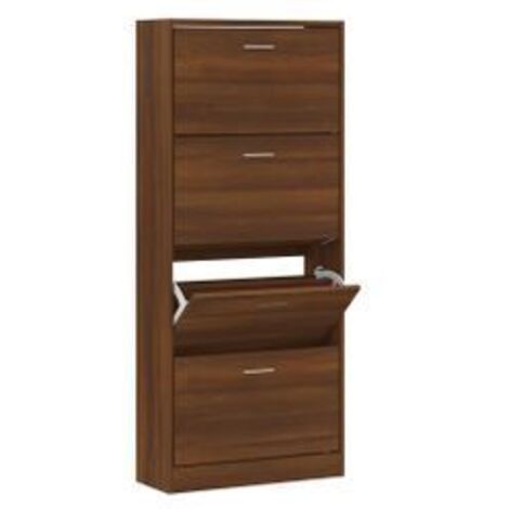 Armoire à chaussures en bois Puerto L63xH147xP24 – 4 portes rabattables-Noyer