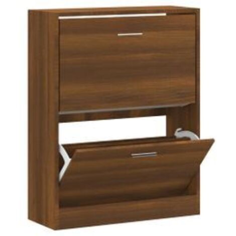 Armoire à chaussures en bois Puerto L63xH81xP24 – 2 portes rabattables-Noyer