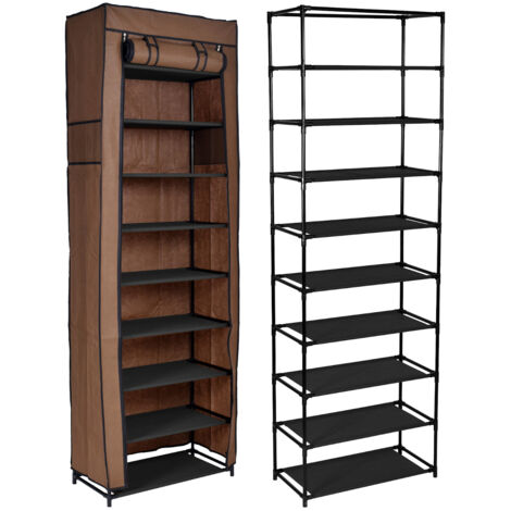 Armoire à chaussures en textile Lea - marron foncé