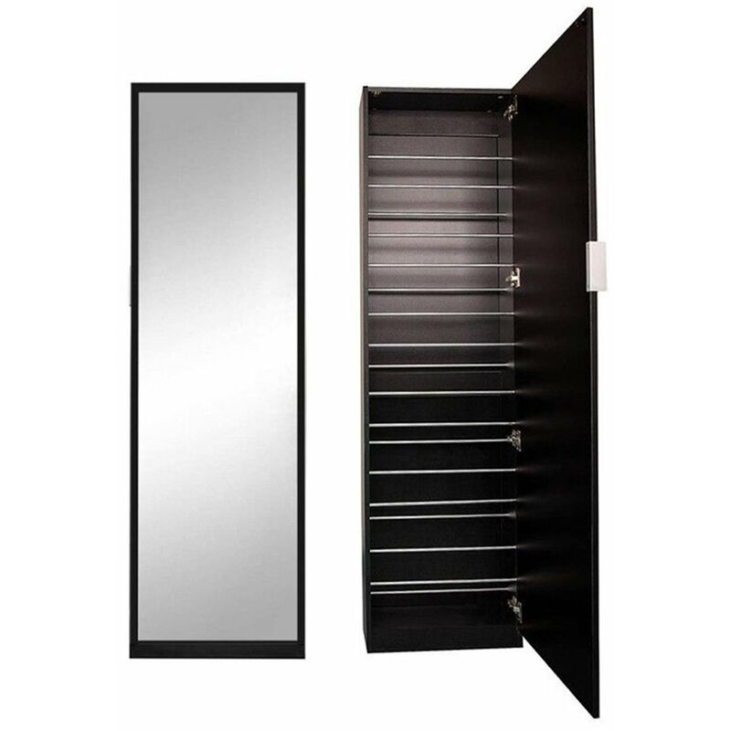 Armoire à chaussures Étagère à chaussures Benne à chaussures Miroir Armoire à miroirs noire Coffre à chaussures