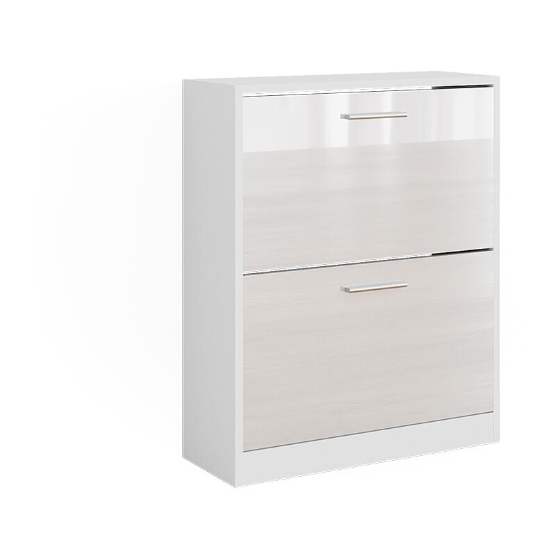 Vicco - Armoire à chaussures Gizmo, Blanc Haute brillance, 59 x 72.5 cm 2 compartiments