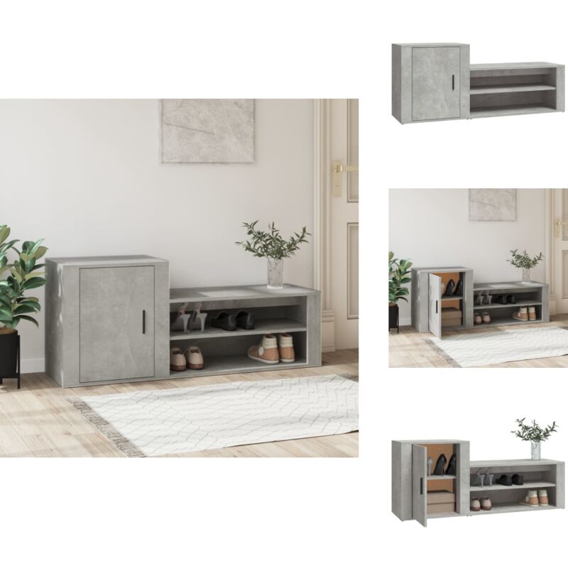 Vidaxl - Armoire à chaussures Gris béton 130x35x54 cm Bois d'ingénierie - Armoire à Chaussures - Rangements Chaussures - Étagère à Chaussures