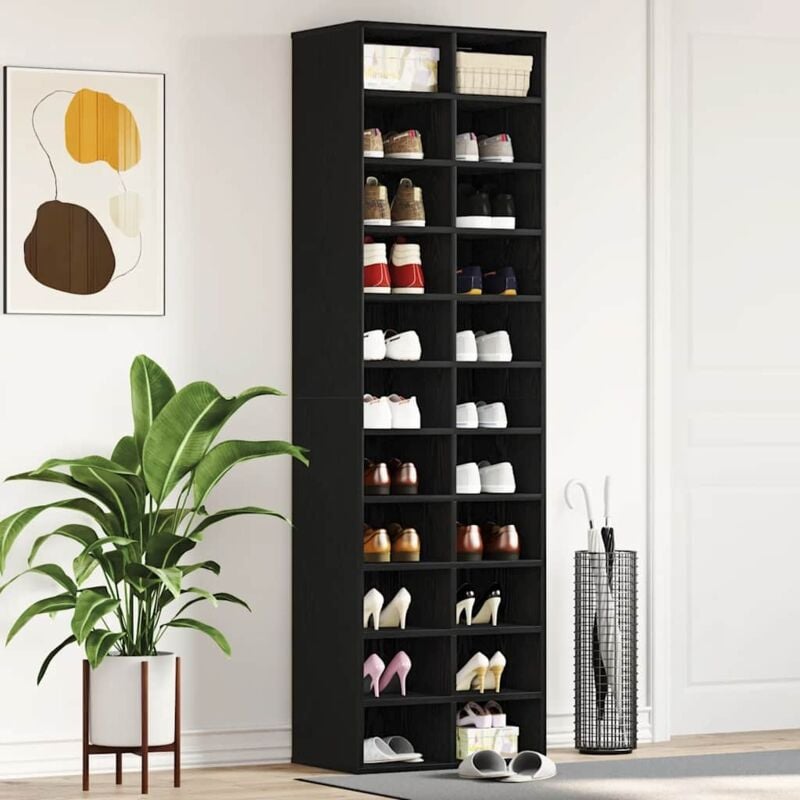 vidaXL Armoire à chaussures chêne noir 54x34x183 cm bois d'ingénierie