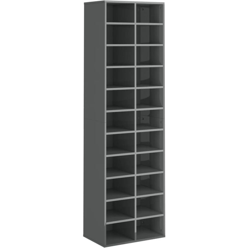 Armoire à chaussures Gris brillant 54x34x183 cm Aggloméré