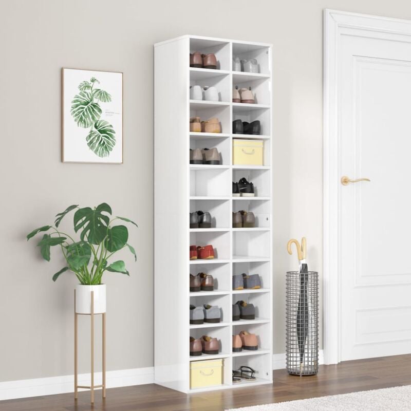 Vidaxl - Armoire à chaussures blanc brillant 54x34x183cm bois ingénierie