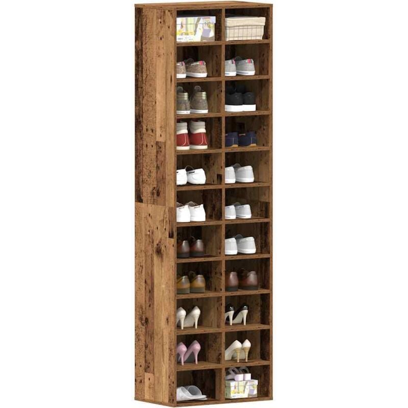 Vidaxl - Armoire à chaussures vieux bois 54x34x183 cm bois ingénierie
