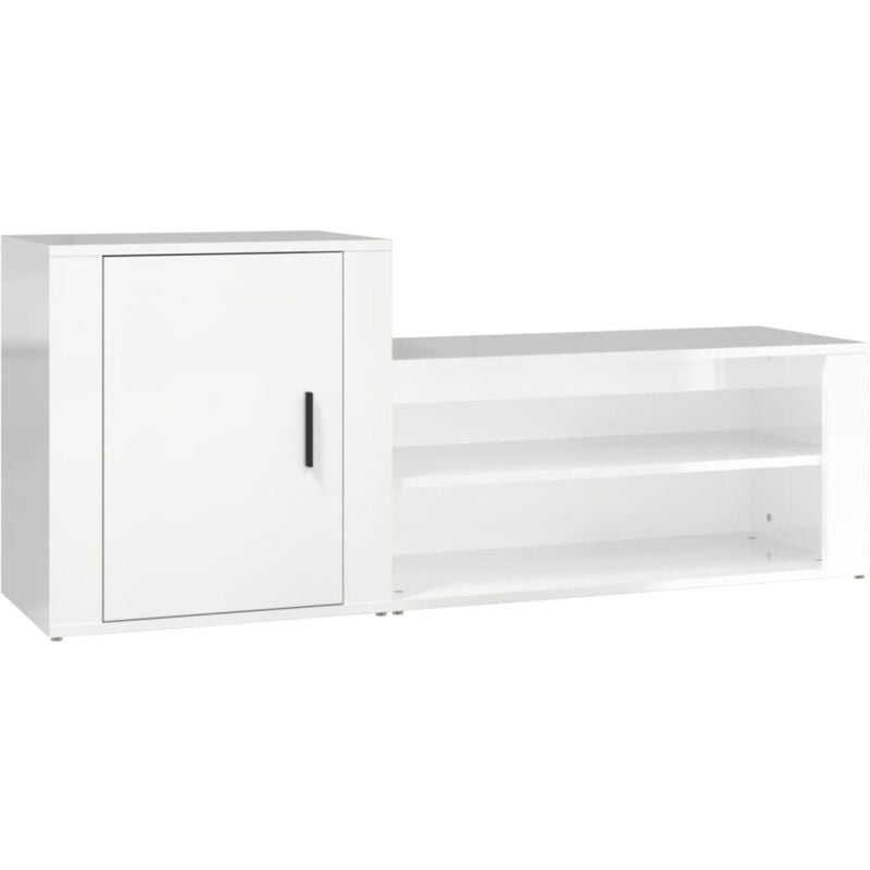 Jinlefu - Armoire à chaussure Blanc brillant 130x35x54 cm Bois ingénierie
