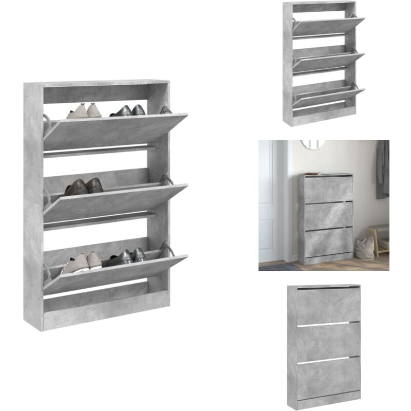 Vidaxl - Armoire à chaussures gris béton 80x21x125,5cm bois d'ingénierie - Meuble Chaussure - Rangements Chaussures - Armoire Chaussures - Meuble