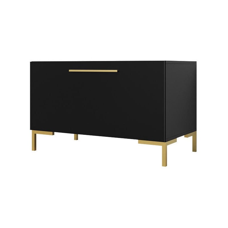 Mobilier1 - Armoire à chaussures Tivsoa 111, Noir + Doré, 84x52x44cm, Stratifié