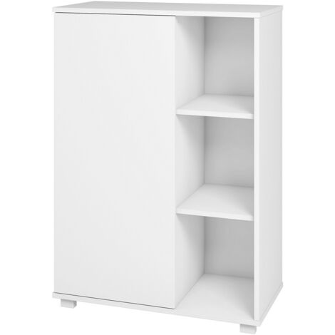 Armoire à chaussures, meuble à chaussures avec 1 porte coloris blanc - longueur 68 x profondeur 36 x hauteur 97 cm
