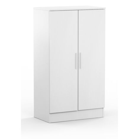 Armoire à chaussures, meuble à chaussures avec 2 portes coloris blanc - longueur 60 x profondeur 35 x hauteur 107 cm