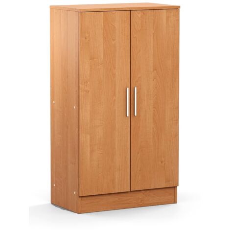 Armoire à chaussures, meuble à chaussures avec 2 portes coloris cerisier - longueur 60 x profondeur 35 x hauteur 107 cm