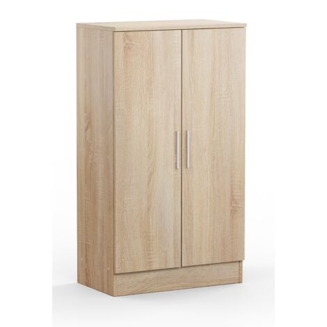 Armoire à chaussures, meuble à chaussures avec 2 portes coloris chêne cambrian - longueur 60 x profondeur 35 x hauteur 107 cm