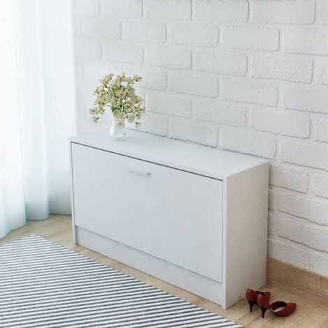 Armoire à chaussures Meuble à chaussures - Banc à chaussures Facile à Monter 80 x 24 x 45 cm Blanc vidaXL