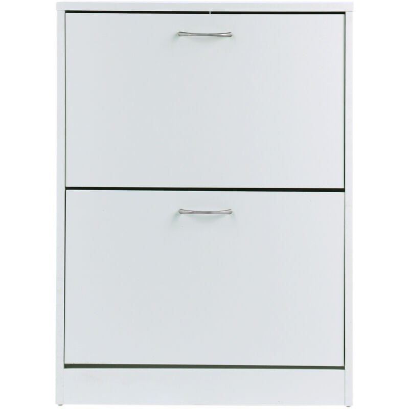 Homcom - Armoire à chaussures meuble à chaussures dim. 60L x 24l x 80H cm 2 portes abattantes blanc