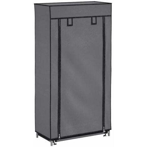 Armoire à chaussures  Meuble à chaussures  Étagère de rangement avec housse Gris 58x28x106 cm Tissu RTJEX501843
