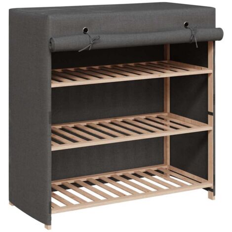 Armoire à chaussures Meuble à chaussures Étagère de rangement avec housse Gris 79x40x80 cm Tissu RTJEX301397