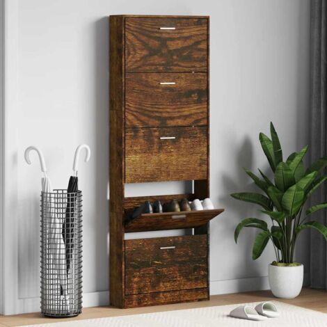 Armoire à chaussures Meuble à chaussures Étagère de rangement Chêne fumé 59x17x169 cm Bois d'ingénierie RTJEX867747