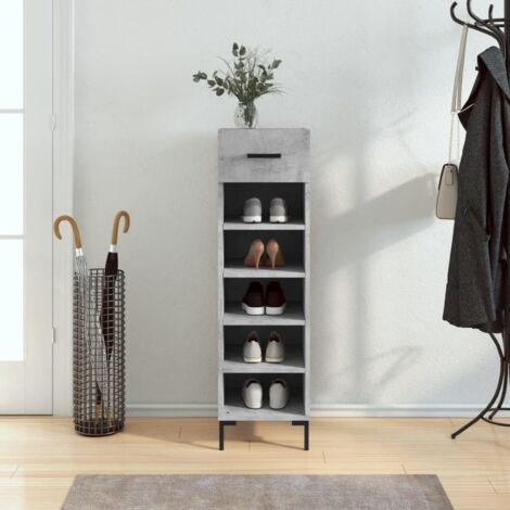 Armoire à chaussures Meuble à chaussures Étagère de rangement gris béton 30x35x105 cm bois d'ingénierie RTJEX977026