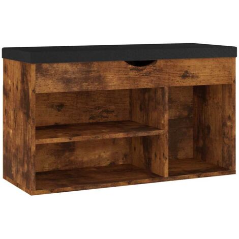 Armoire à Chaussures, Meuble Étagère de Rangement, avec coussin Chêne fumé 80x30x47 cm Aggloméré OIB6324E