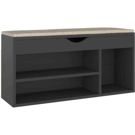 Armoire à Chaussures, Meuble Étagère de Rangement, avec coussin Gris 104x30x49 cm Aggloméré OIB9580E