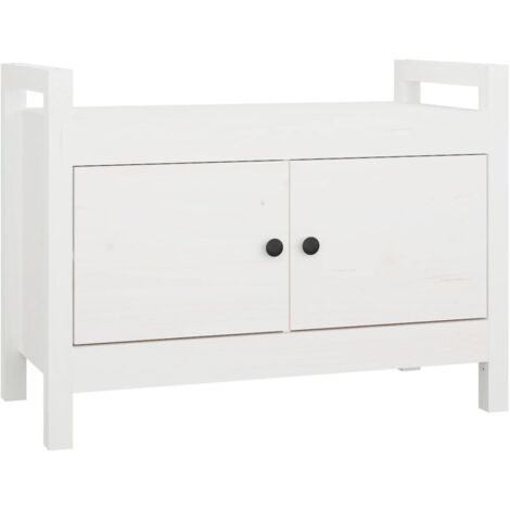 Armoire à Chaussures, Meuble Étagère de Rangement, Banc d'entrée Blanc 80x40x60 cm Bois de pin massif OIB5491E