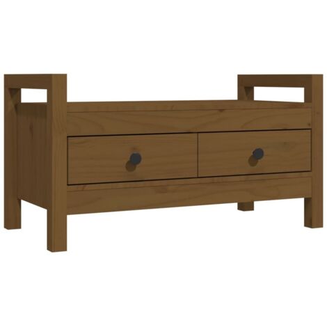 Armoire à Chaussures, Meuble Étagère de Rangement, Banc d'entrée Marron miel 80x40x43 cm Bois de pin massif OIB5679E