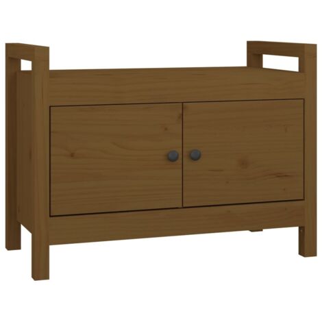 Armoire à Chaussures, Meuble Étagère de Rangement, Banc d'entrée Marron miel 80x40x60 cm Bois de pin massif OIB9180E