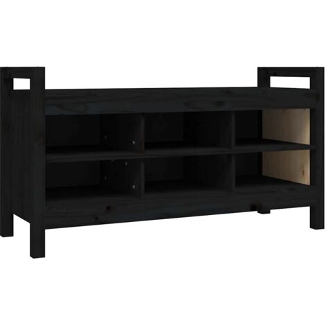 Armoire à Chaussures, Meuble Étagère de Rangement, Banc d'entrée Noir 110x40x60 cm Bois de pin massif OIB6692E