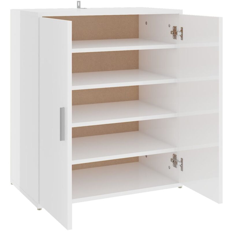Armoire à Chaussures, Meuble Étagère de Rangement, Blanc brillant 60x35x70 cm Aggloméré OIB2204E - Blanc