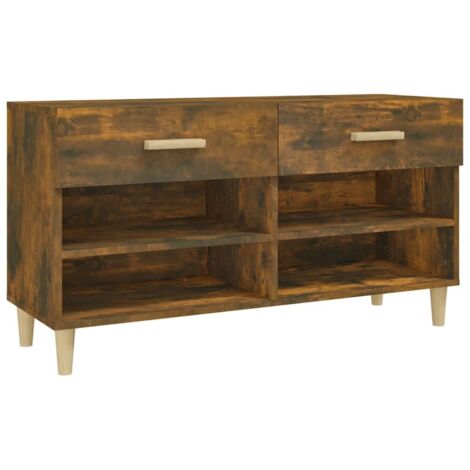 Armoire à Chaussures, Meuble Étagère de Rangement, Chêne fumé 102x35x55 cm Bois d'ingénierie OIB2152E