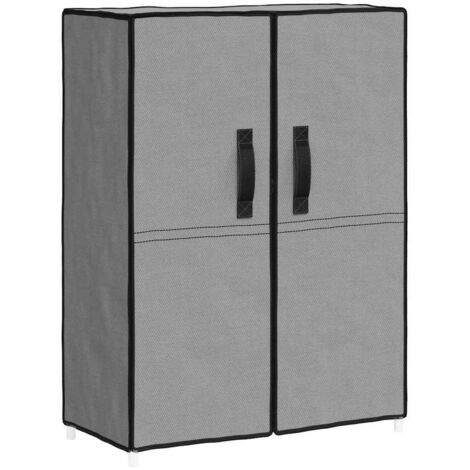Armoire à Chaussures, Meuble Étagère de Rangement, Gris 60x28x90 cm Tissu OIB9030E