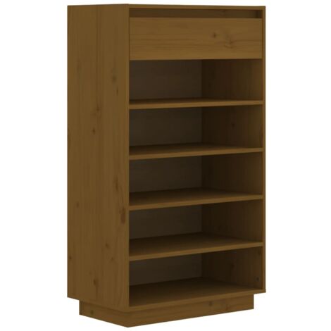 Armoire à Chaussures, Meuble Étagère de Rangement, Marron miel 60x34x105cm Bois de pin massif OIB7659E