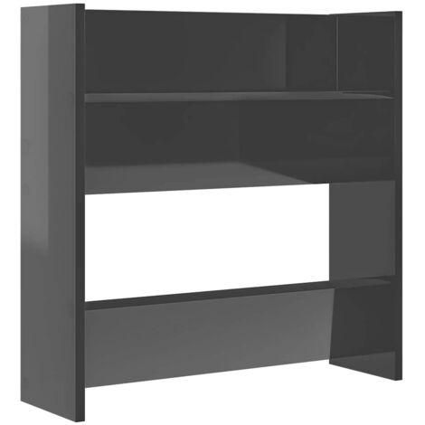 Armoire à Chaussures, Meuble Étagère de Rangement, murale Gris brillant 60x18x60 cm Aggloméré OIB2272E