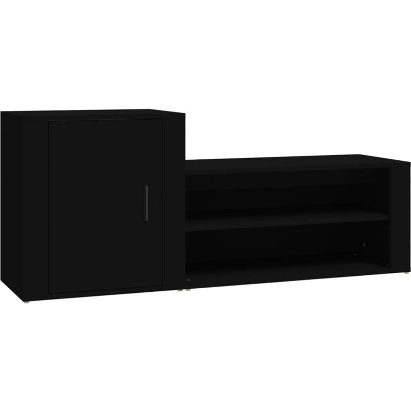 Armoire à Chaussures, Meuble Étagère de Rangement, Noir 130x35x54 cm Bois d'ingénierie OIB5015E - Noir
