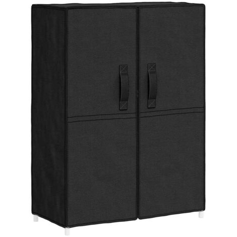 Armoire à Chaussures, Meuble Étagère de Rangement, Noir 60x28x90 cm Tissu OIB4499E