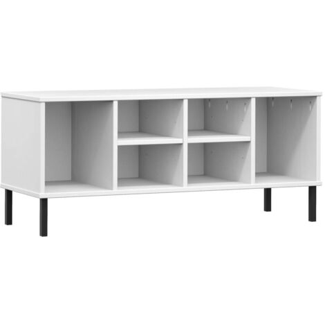 Armoire à Chaussures, Meuble Étagère de Rangement, pieds en métal Blanc 106x35x45cm Bois OSLO OIB9234E