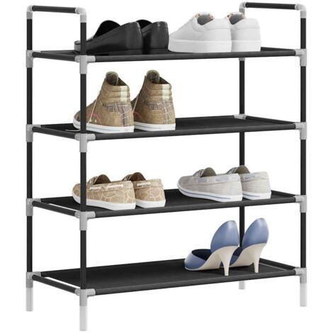 Armoire à Chaussures, Meuble Étagère de Rangement, Range-chaussures avec 4 étagères Métal et Tissu non tissé Noir OIB9389E