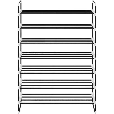 Armoire à Chaussures, Meuble Étagère de Rangement, Range-chaussures avec 7 étagères Métal et plastique Noir OIB2129E