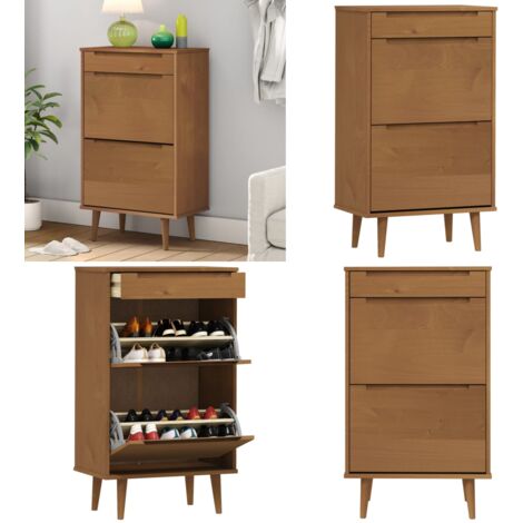 Armoire à chaussures MOLDE Marron 59,5x35x103 cm Bois de pin - Armoire À Chaussures - Meuble Chaussure - Rangement Chaussures - Rangement Intérieur - Mobilier Entrée - Home & Living