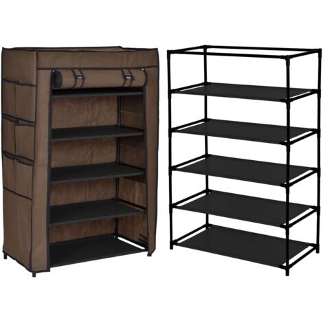 Armoire à chaussures Mona en tissu, marron foncé
