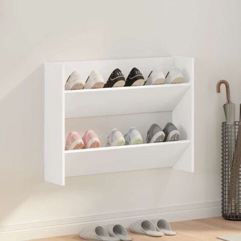 Armoire à chaussures murale Blanc 80x18x60 cm Aggloméré vidaXL