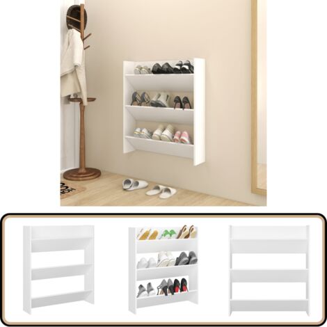 Armoire à chaussures murale blanc 80x18x90 cm bois d'ingénierie - Armoire À Chaussures Murale - Rangement Chaussures - Meuble Chaussure - Organiseur Chaussures - Placard Chaussures