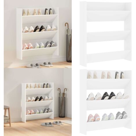 Armoire à chaussures murale blanc 80x18x90 cm bois d'ingénierie - Armoire À Chaussures Murale - Rangement Chaussures - Meuble Chaussure - Organiseur Chaussures - Placard Chaussures - Home & Living
