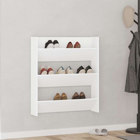 Armoire à chaussures murale-Meuble à chaussures-Étagère de rangement murale blanc 80x18x90 cm bois d'ingénierie 568623