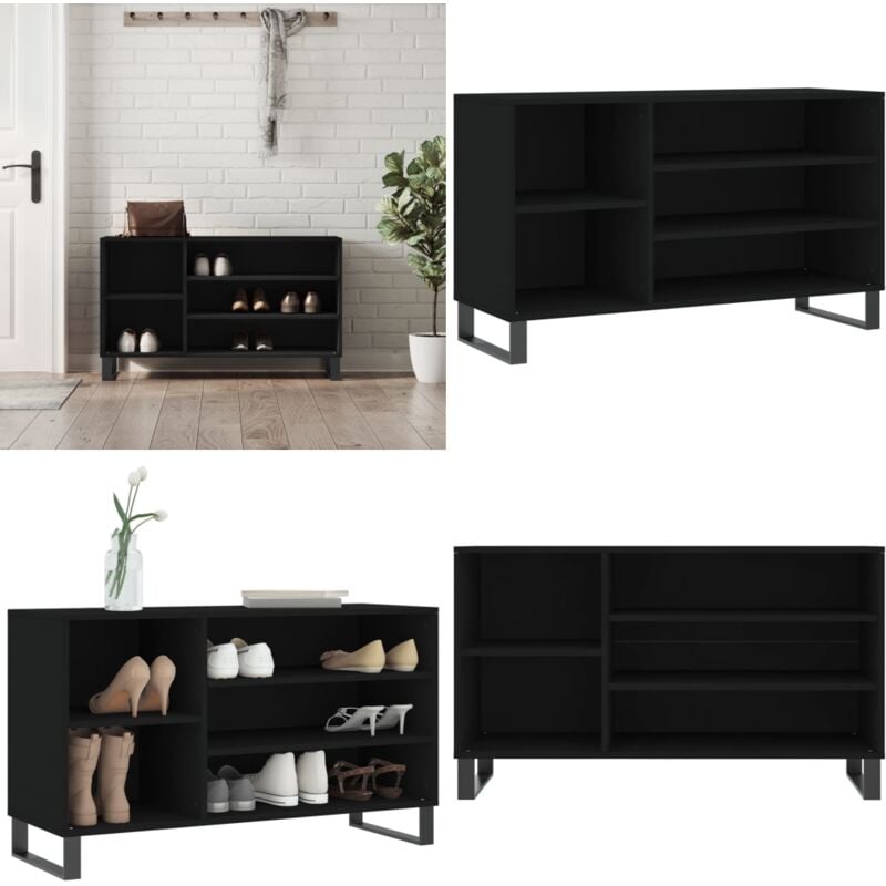 Vidaxl - Armoire à chaussures Noir 102x36x60 cm Bois d'ingénierie - Armoire à Chaussures - Rangements Chaussures - Étagère à Chaussures - Meuble