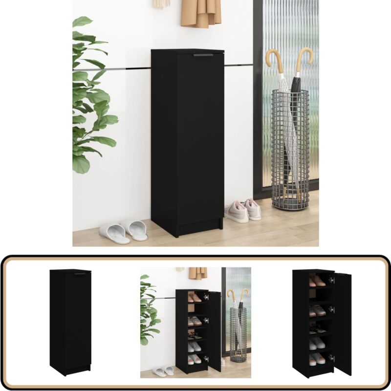 Vidaxl - Armoire à chaussures noir 30x35x100 cm bois d'ingénierie - Armoire à Chaussures - Rangement Chaussures - Meuble Chaussure - Étagère