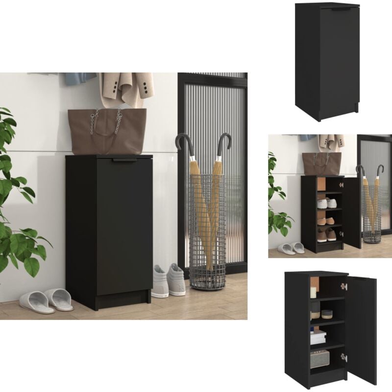 Armoire à chaussures noir 30x35x70 cm bois d'ingénierie - Armoire à Chaussures - Meuble Chaussure - Rangement Chaussures - Organisation Chaussures