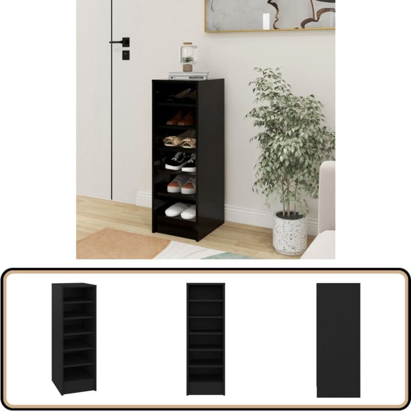 Armoire à chaussures Noir 31,5x35x90 cm Bois d'ingénierie - Meuble Chaussure - Étagère Chaussure - Rangement Chaussure - Armoire Chaussure - Meuble